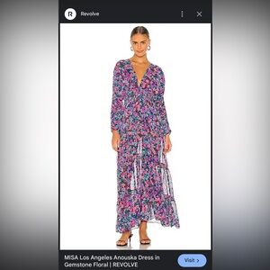 Misa Los Angeles Gemstone Floral Long Sleeve Dress